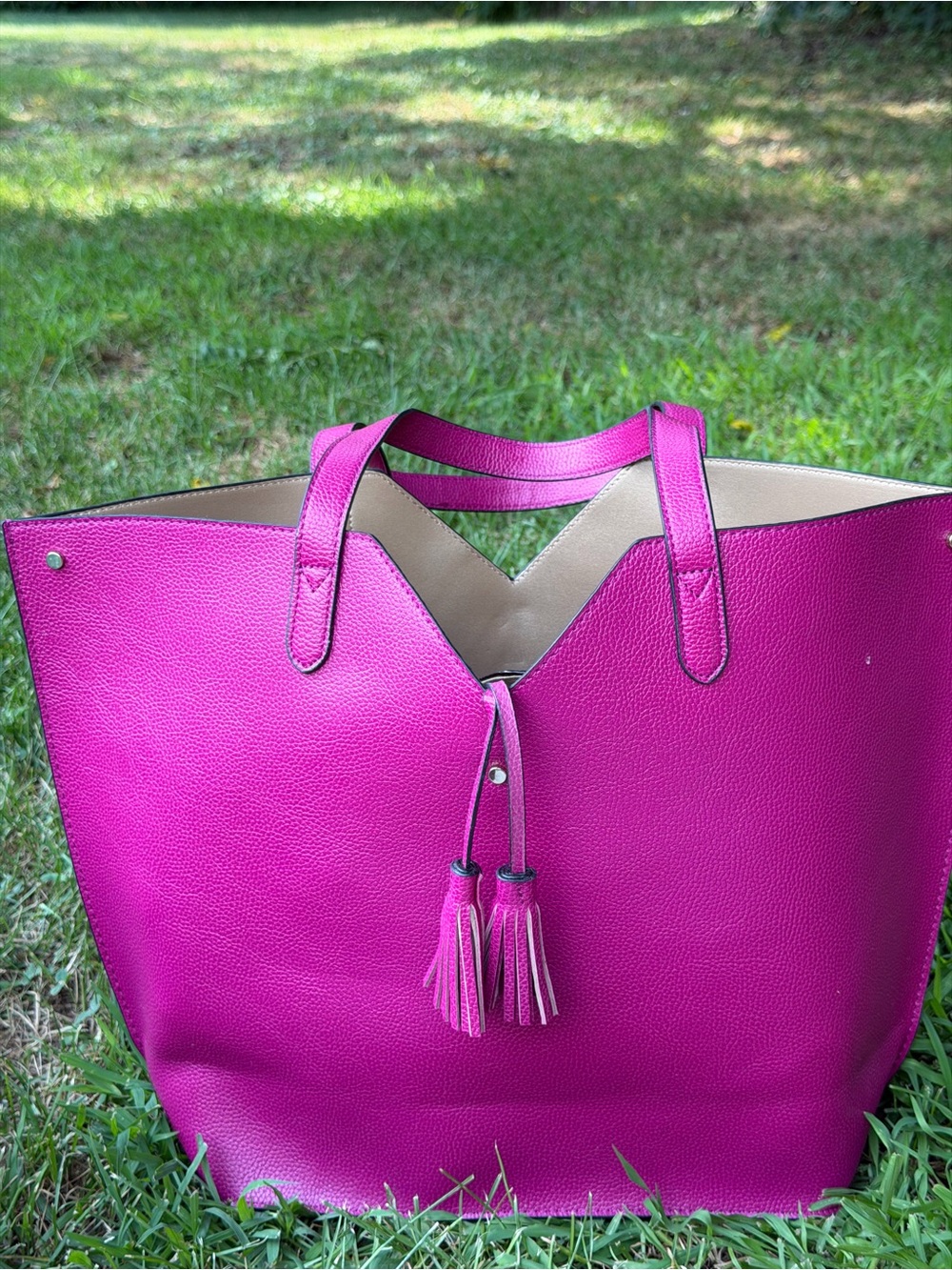 Neiman Marcus Pink Tassel Tote